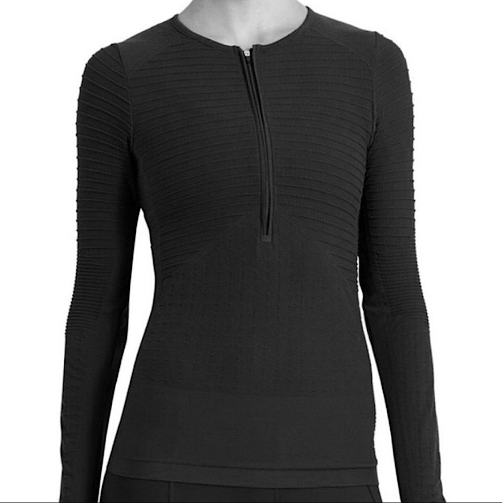 DEREK LAM 10C x Athleta Union Seamless Half Zipper Long Sleeve Top in Black SZ S